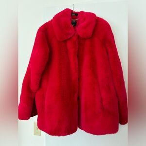 Opening ceremony x Barneys Red Faux Fur Coat - size XS